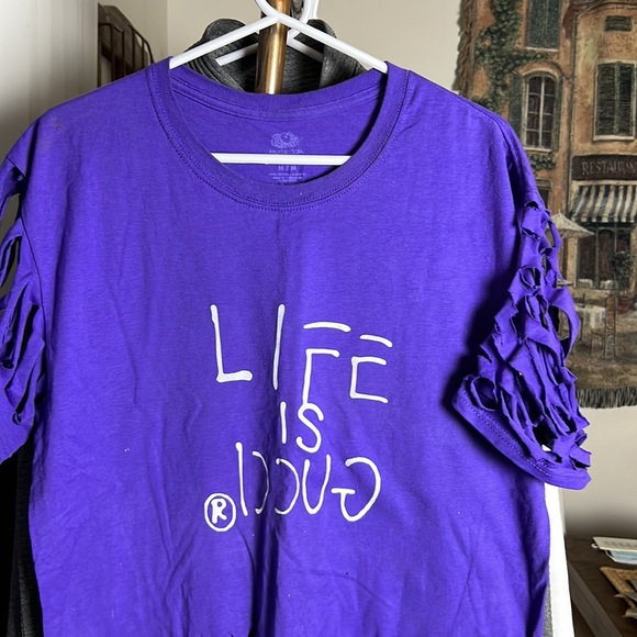 Replica life is Gucci distressed fringe tee - Picture 3 of 4